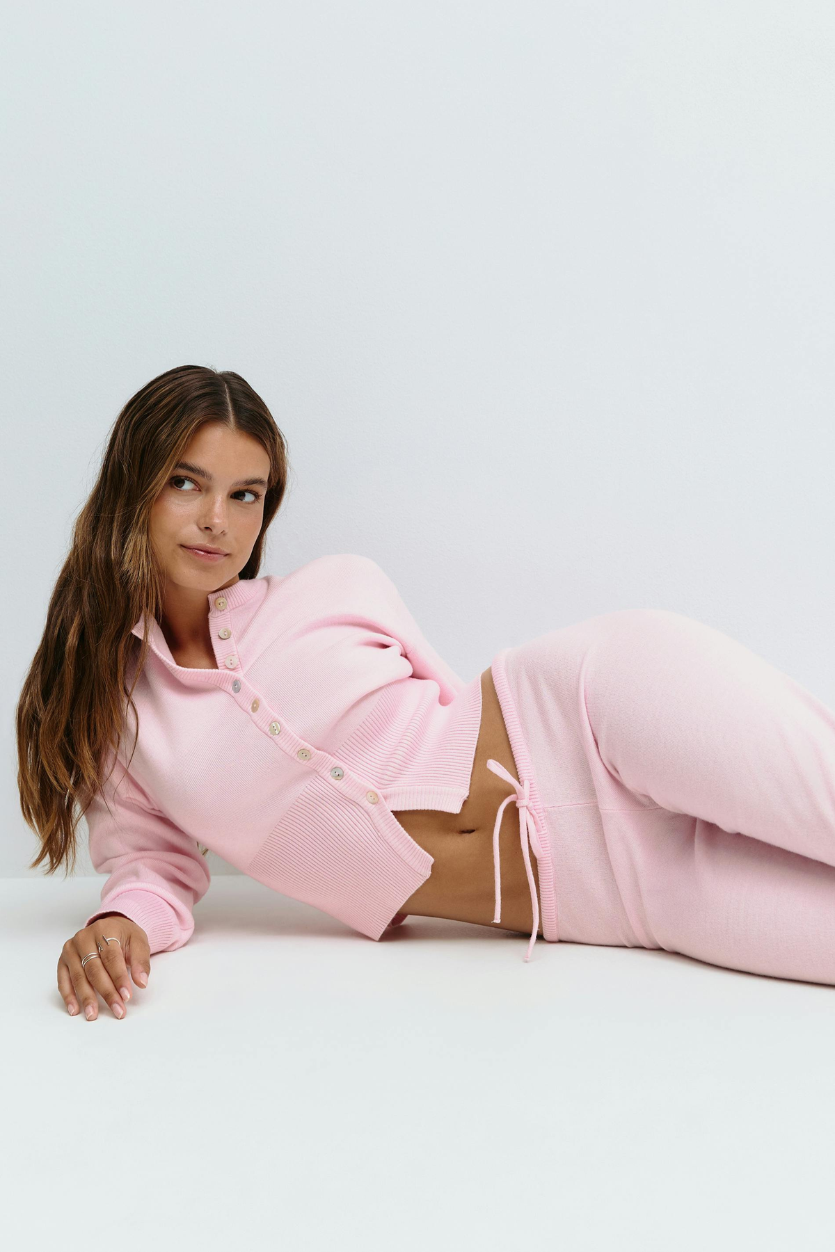 Loovay Maillevie Gebreide Loungeset met Wijde Broek