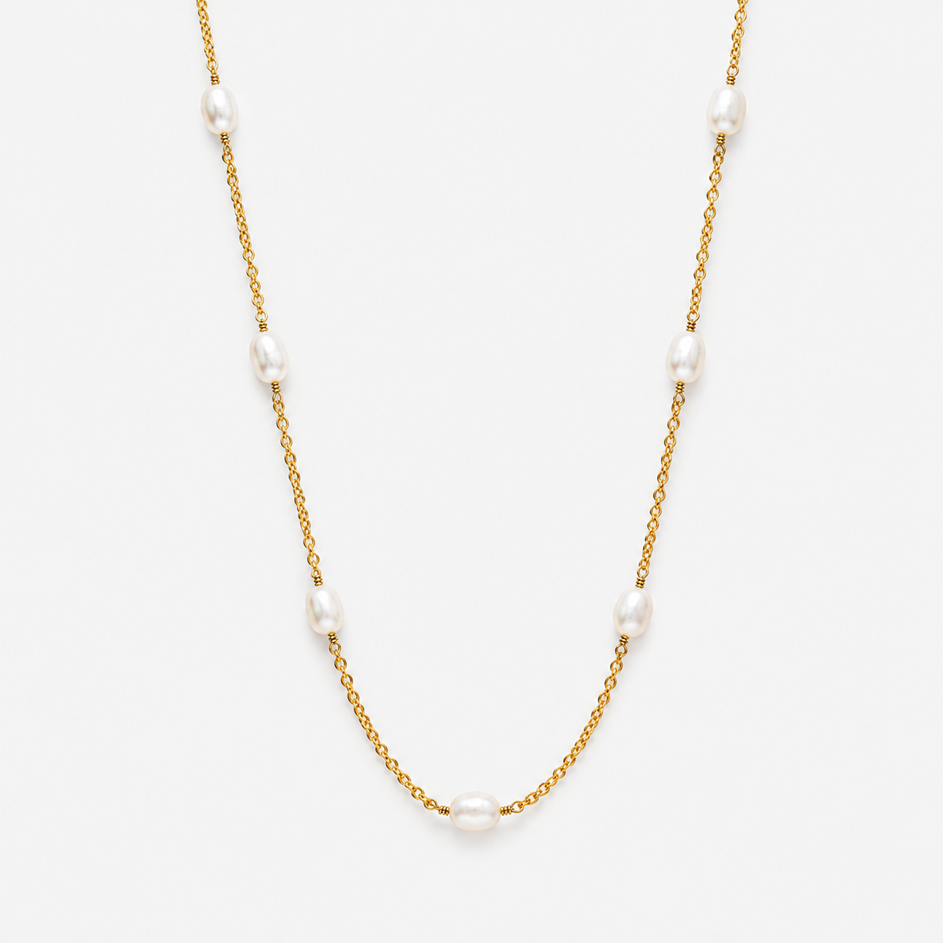 Loovay Perléa Ketting, Zoetwaterparel Ketting Verguld