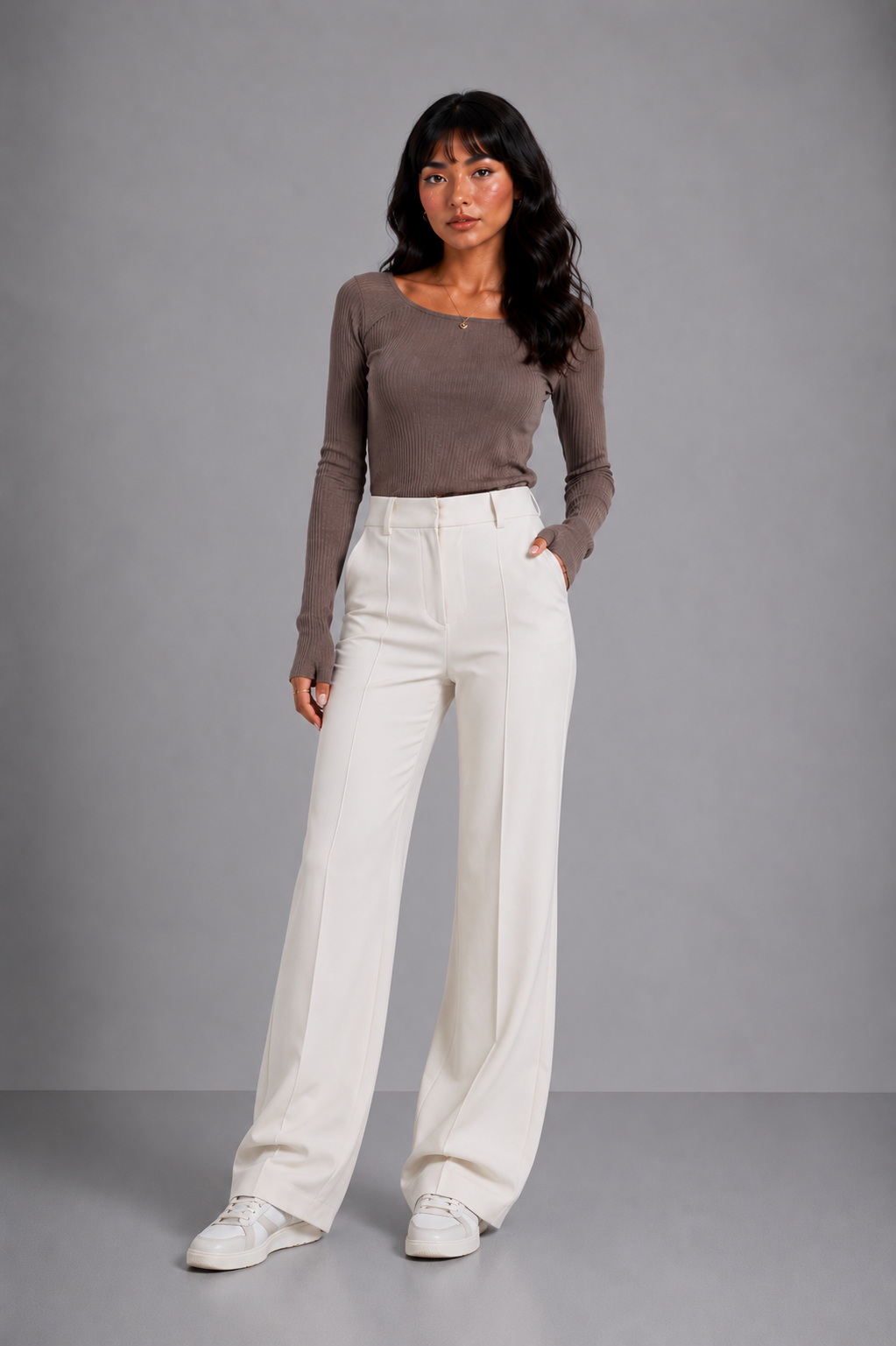 Loovay Norevine Pantalon met Hoge Taille