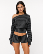 Loovay Rayélise Gestreepte Loungeset met Shorts