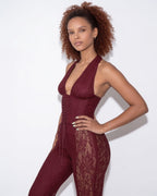 Loovay Ilarya Kanten Halter Jumpsuit met Flared Pijpen