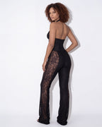 Loovay Ilarya Kanten Halter Jumpsuit met Flared Pijpen