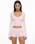 Loovay Maisonnette Pyjamaset met Lange Mouwen en Shorts