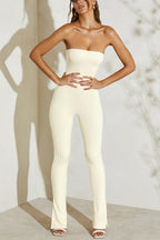 Loovay Virello, Strapless Flared Jumpsuit