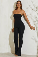 Loovay Vexélia Strapless Jumpsuit met Uitlopende Pijpen