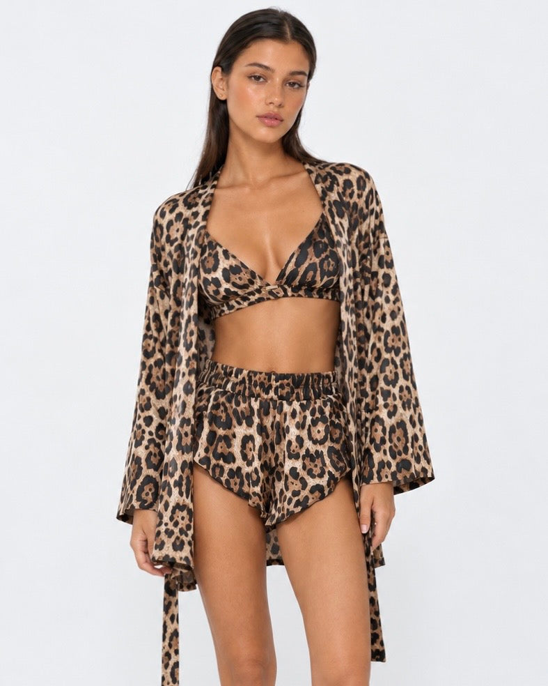 Loovay Fauvelune Driedelige Pyjamaset met Luipaardprint