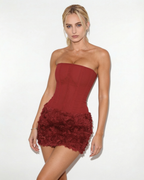 Loovay Ruffelle Strapless Mini-jurk met Korsetlijfje