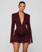 Loovay Audélise Blazer Mini Jurk met Drapering