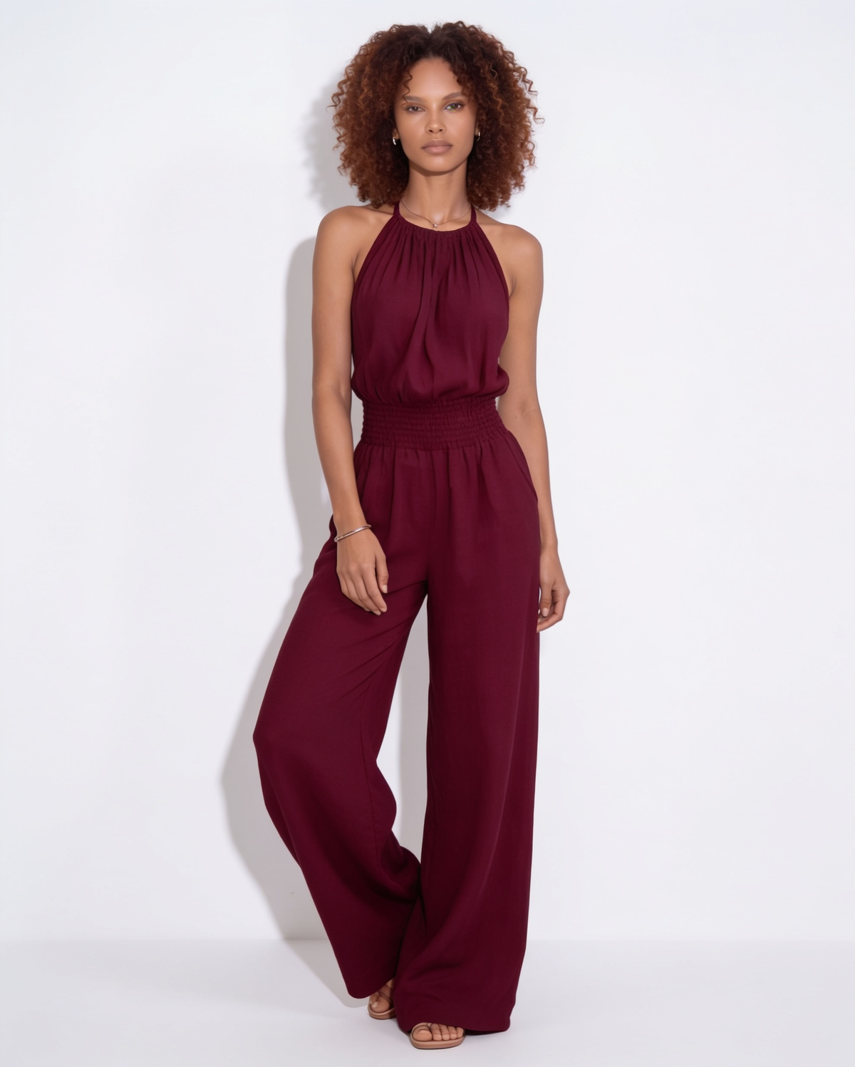 Loovay Nayeli Halter Jumpsuit met Wijde Pijpen