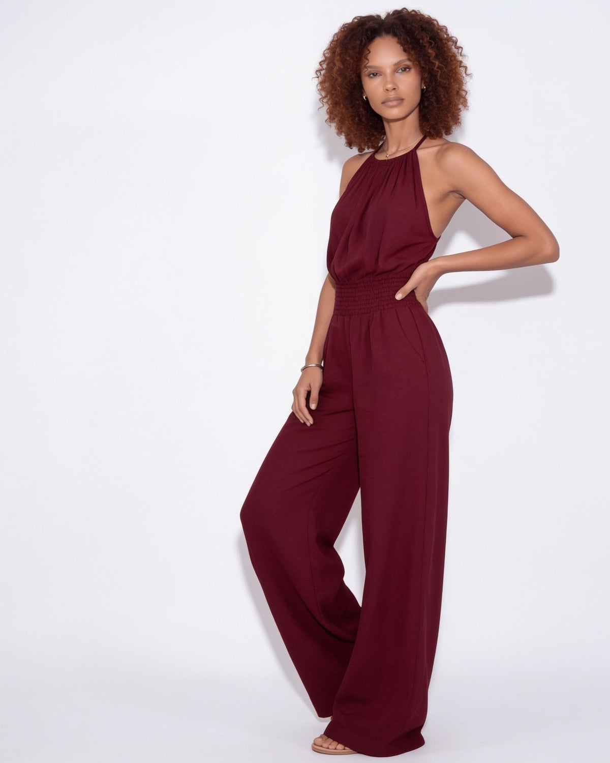 Loovay Nayeli Halter Jumpsuit met Wijde Pijpen