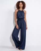 Loovay Nayeli Halter Jumpsuit met Wijde Pijpen