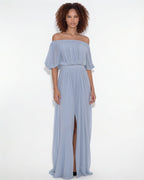 Loovay Evelisse Off-Shoulder Maxi-jurk, Geplooid met Split