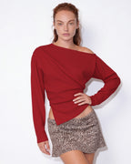 Loovay Avienne Asymmetrische Off-Shoulder Top