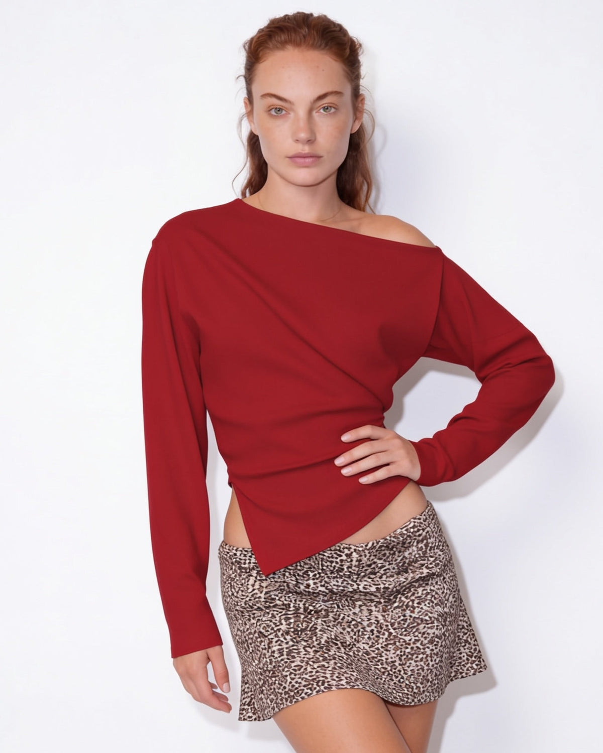 Loovay Avienne Asymmetrische Off-Shoulder Top