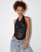 Loovay Fringelle Top, Haltertop met Lange Franjes