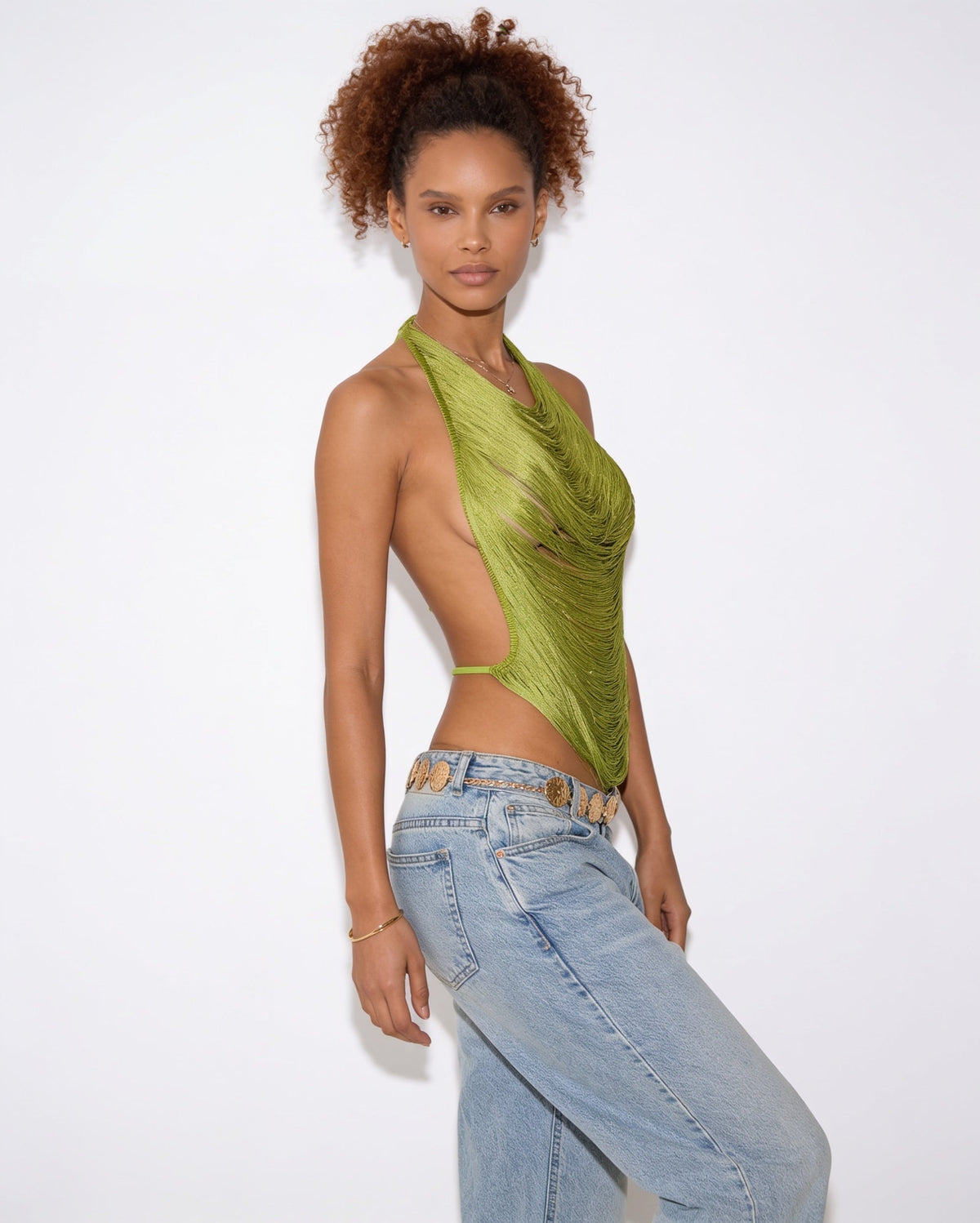 Loovay Fringelle Top, Haltertop met Lange Franjes
