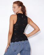 Loovay Noirelle Top, Kanten Haltertop met Keyhole