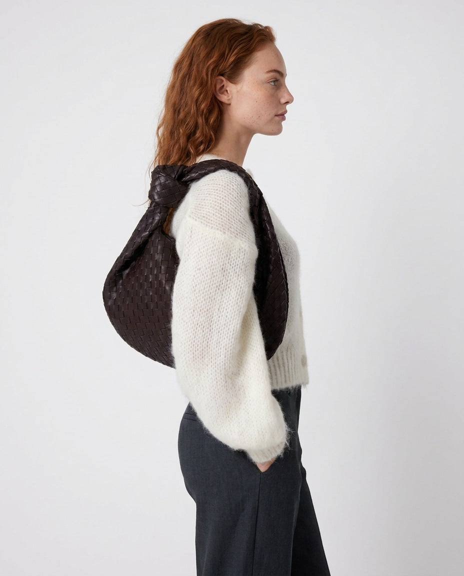 Loovay Colette Gevlochten Hobo Tas met Knoopdetail