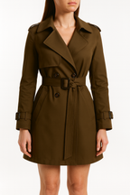 Loovay Solenne Korte Trenchcoat met Ceintuur