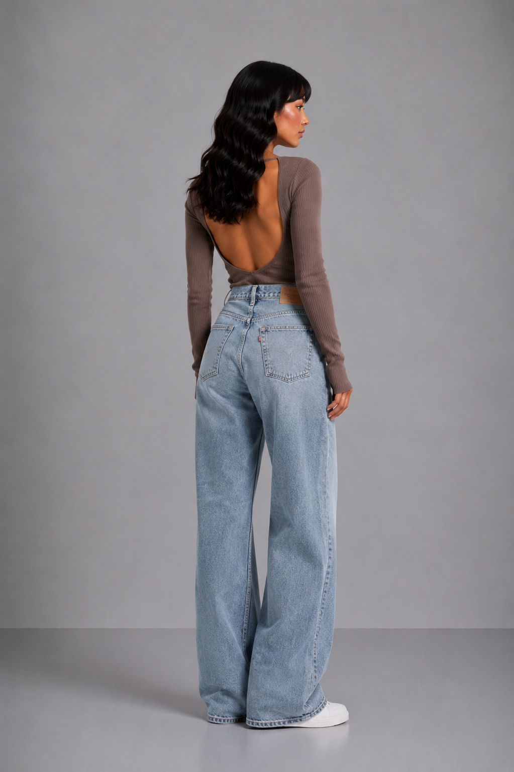 Loovay Celienne Wide Leg Jeans met Patroon
