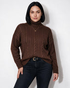 Loovay Rosavienne Kabelgebreide Coltrui, Oversized Pasvorm