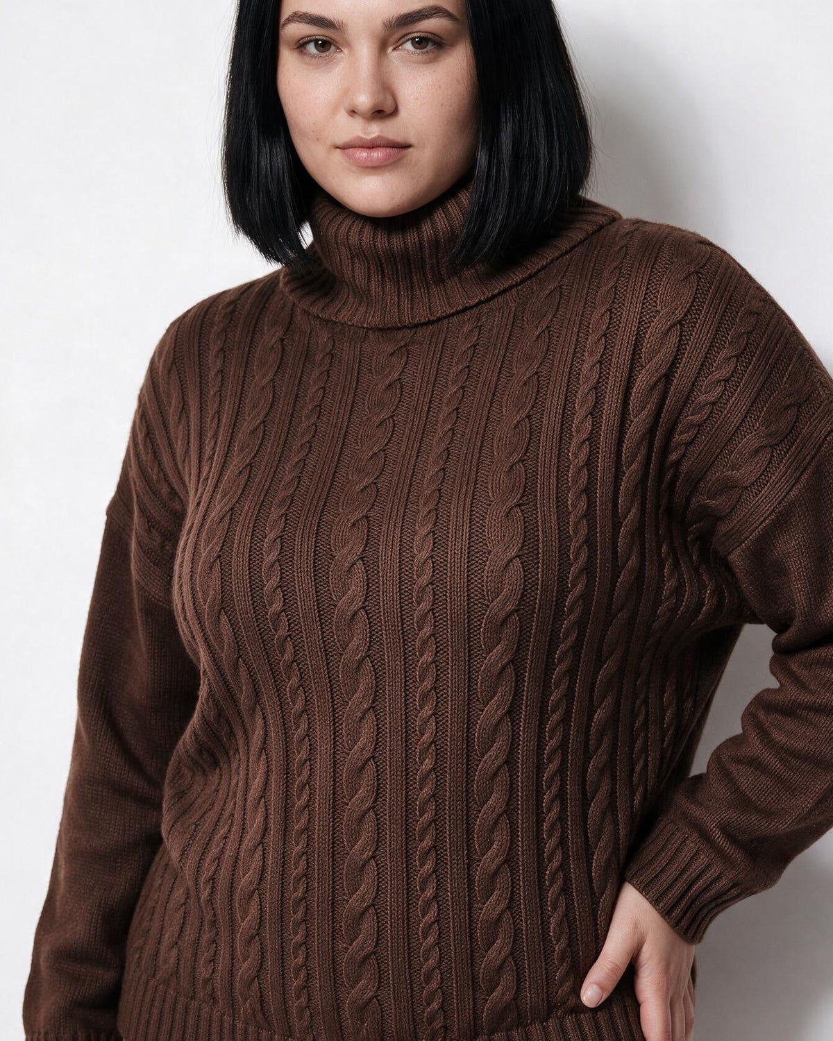 Loovay Rosavienne Kabelgebreide Coltrui, Oversized Pasvorm