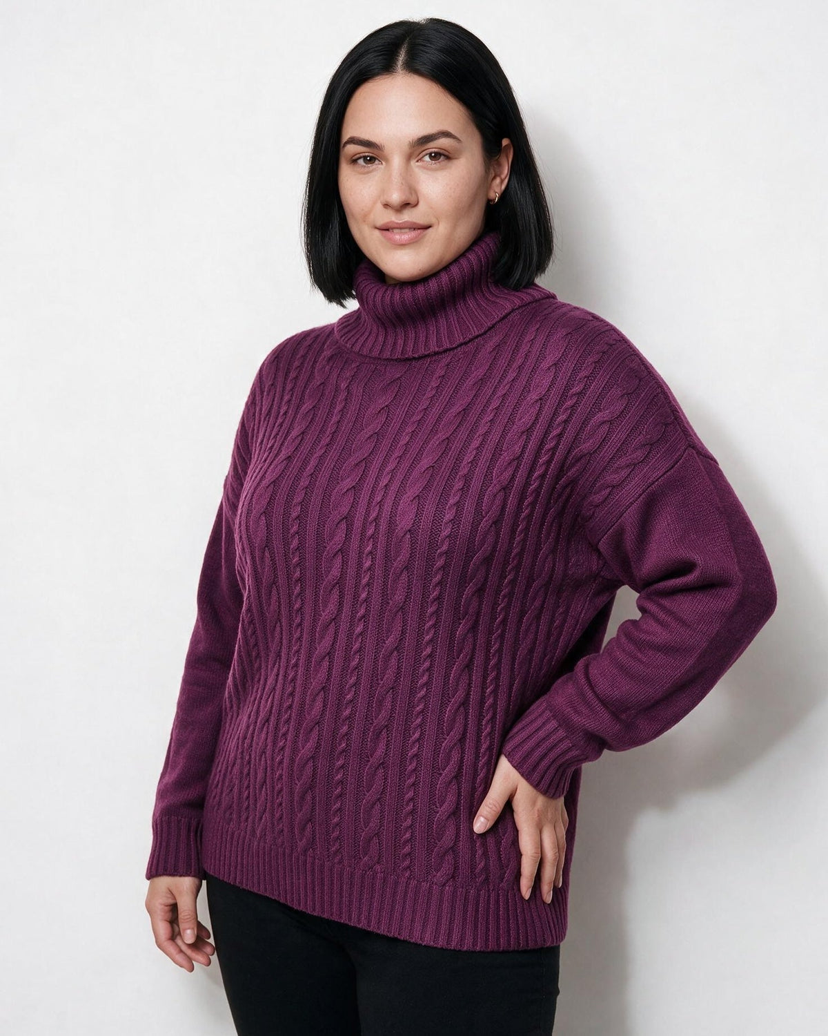 Loovay Rosavienne Kabelgebreide Coltrui, Oversized Pasvorm