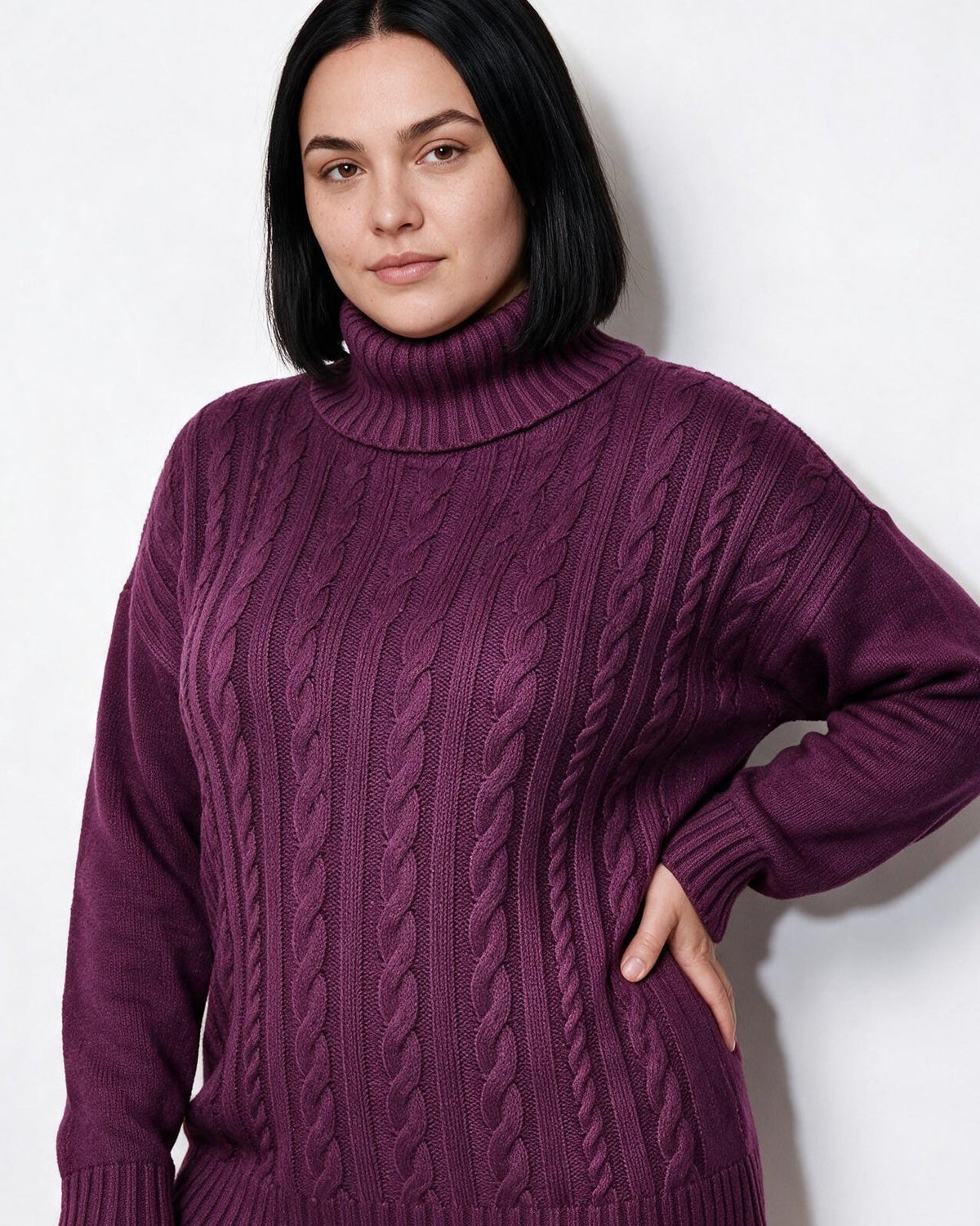 Loovay Rosavienne Kabelgebreide Coltrui, Oversized Pasvorm
