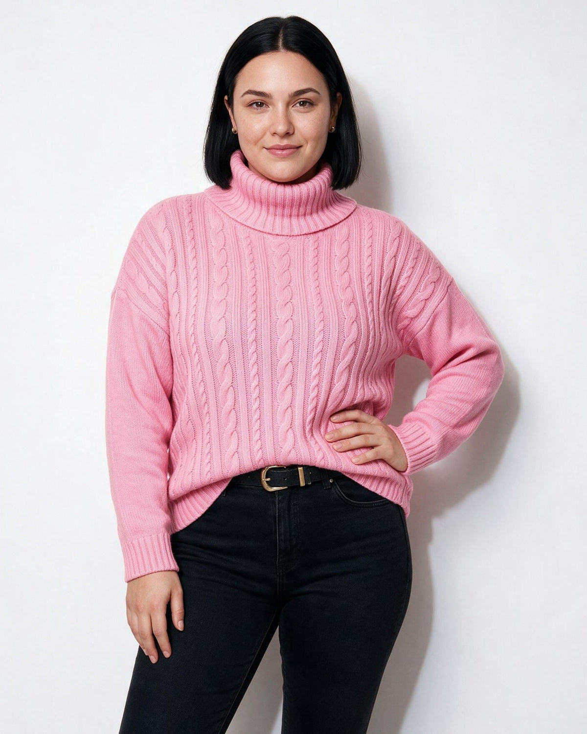 Loovay Rosavienne Kabelgebreide Coltrui, Oversized Pasvorm