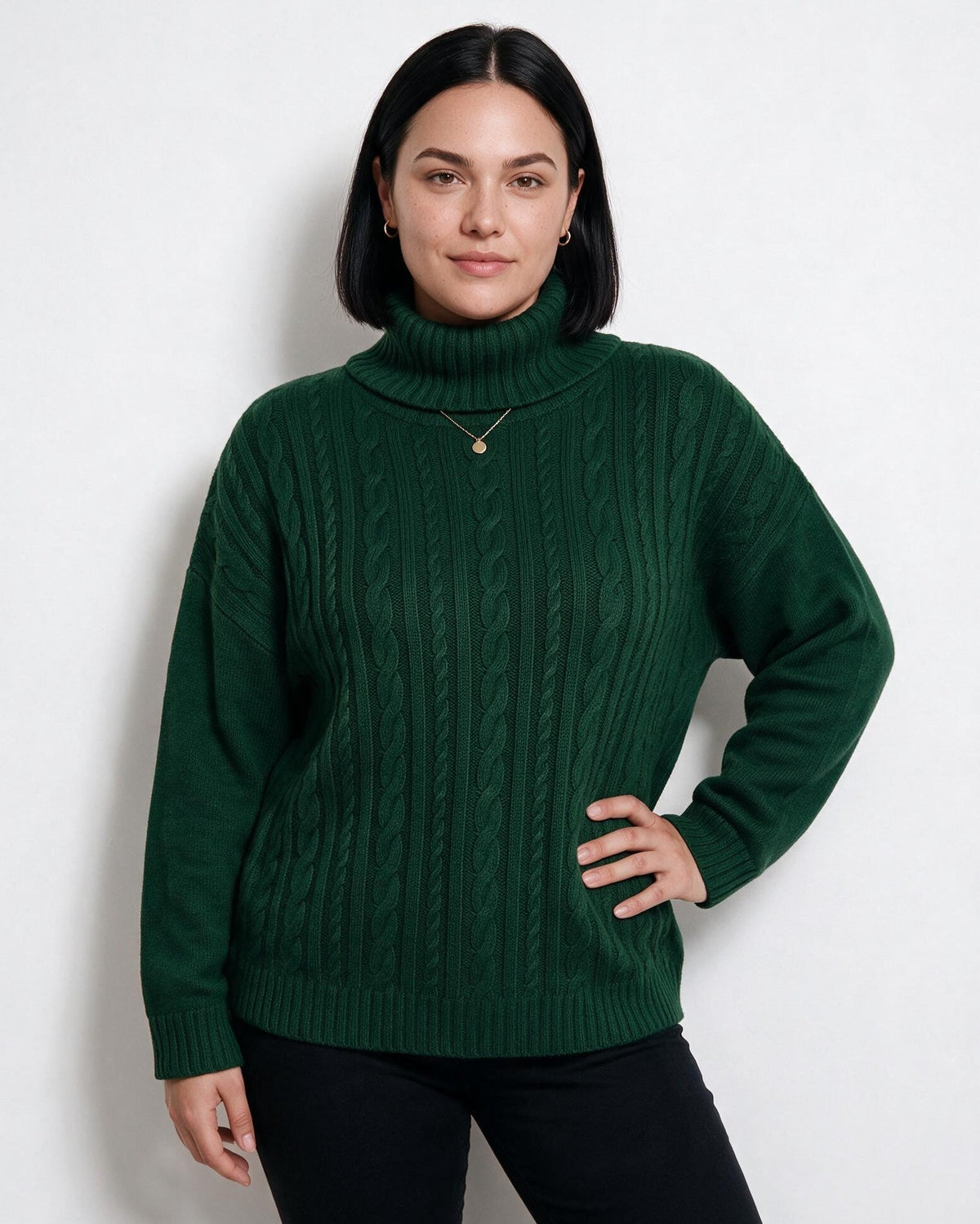 Loovay Rosavienne Kabelgebreide Coltrui, Oversized Pasvorm