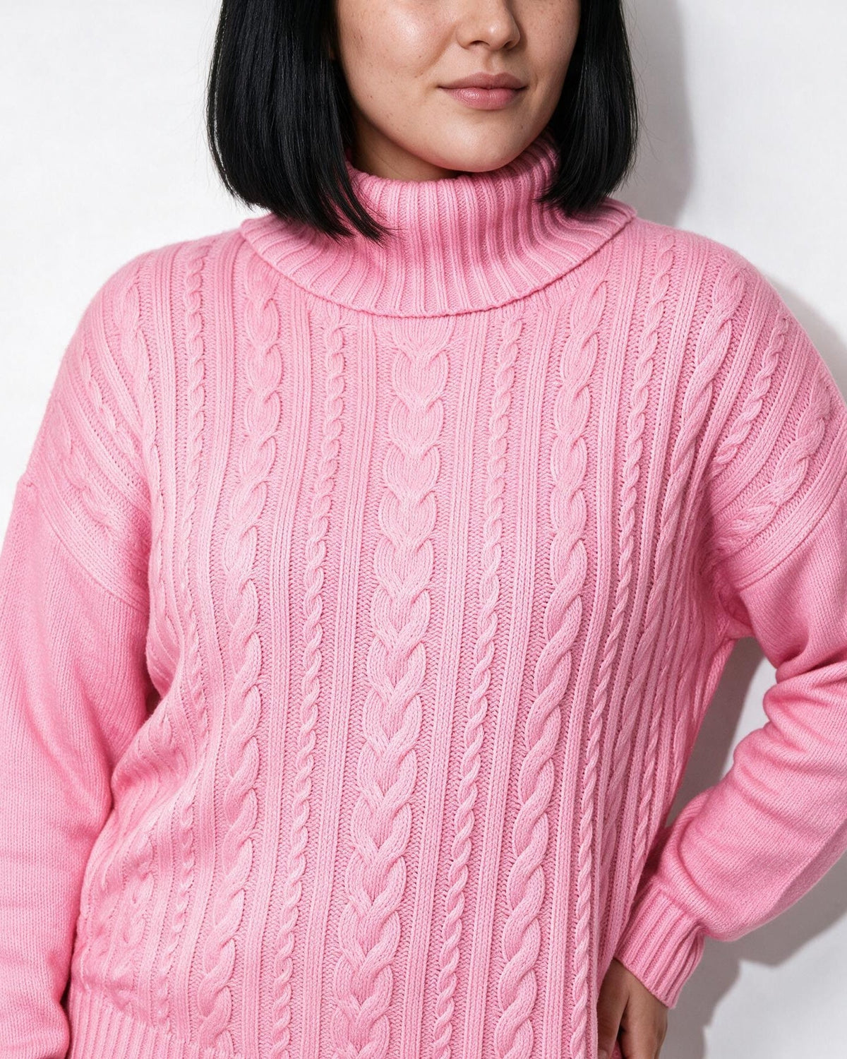 Loovay Rosavienne Kabelgebreide Coltrui, Oversized Pasvorm