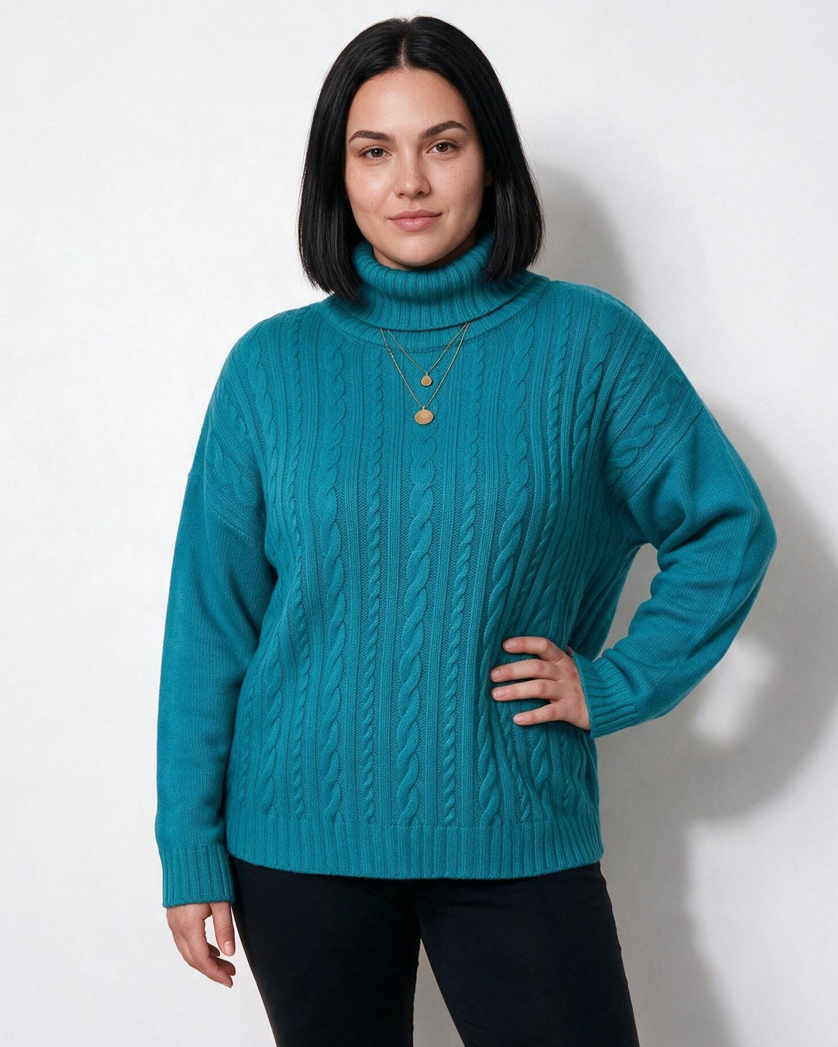 Loovay Rosavienne Kabelgebreide Coltrui, Oversized Pasvorm