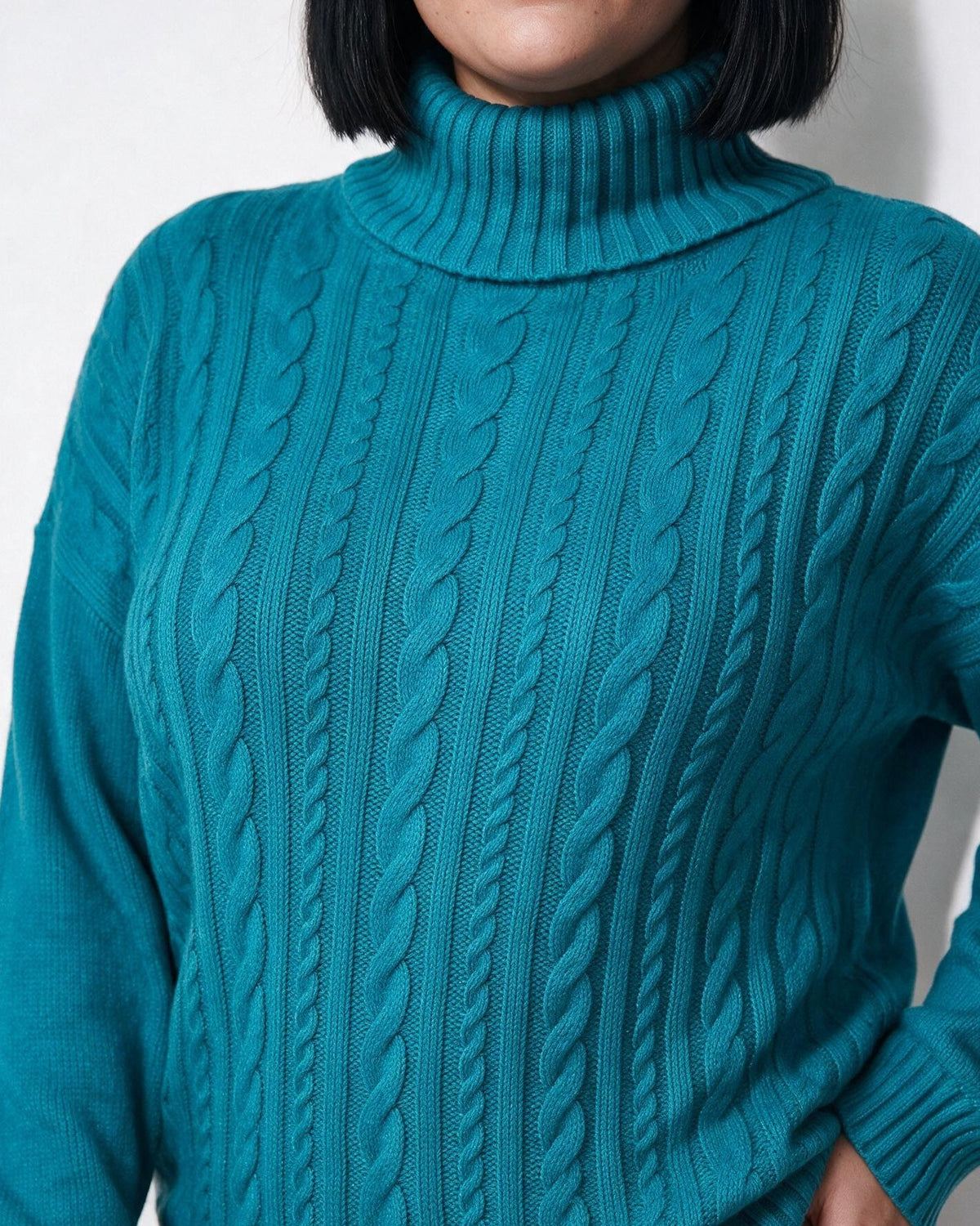 Loovay Rosavienne Kabelgebreide Coltrui, Oversized Pasvorm