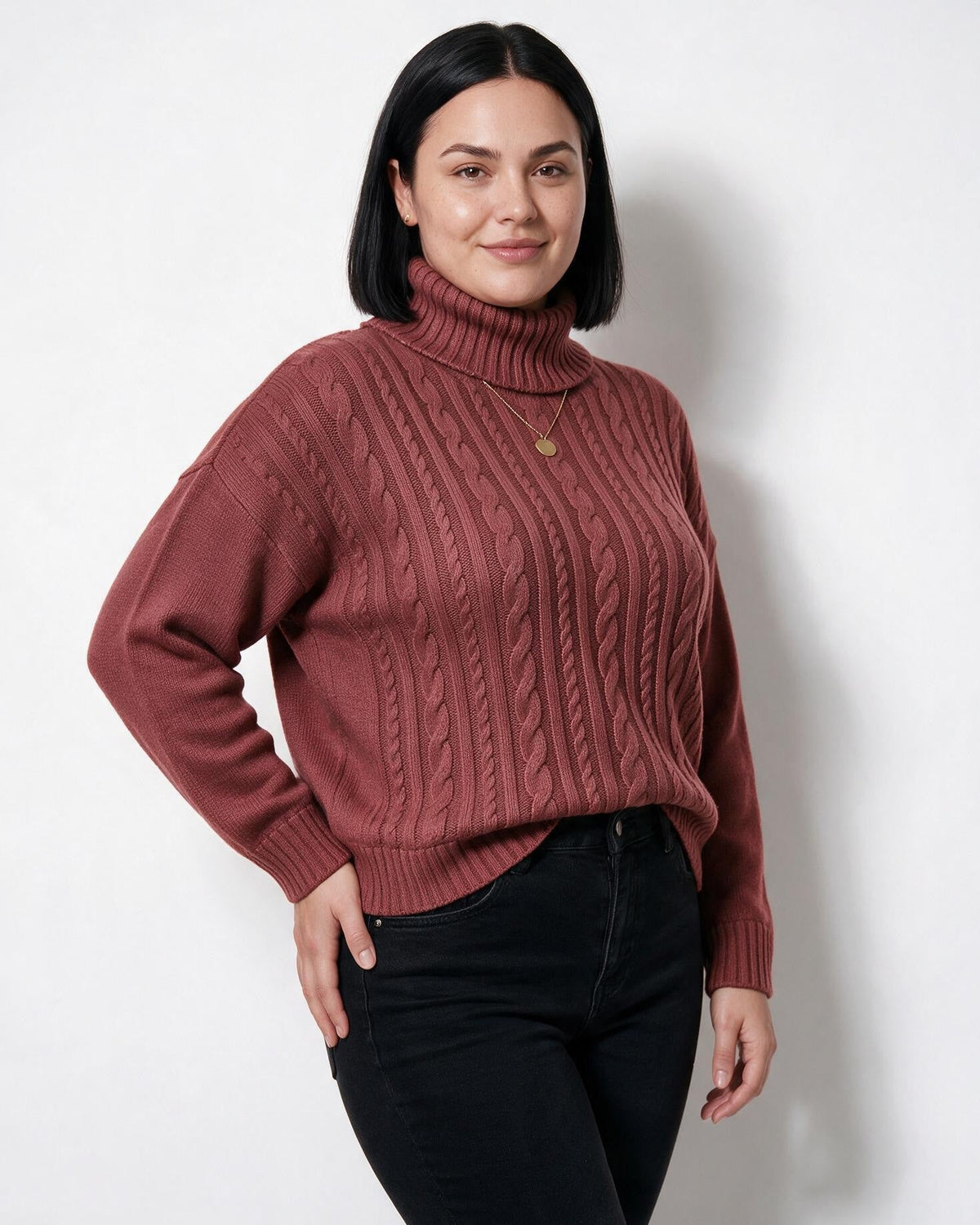 Loovay Rosavienne Kabelgebreide Coltrui, Oversized Pasvorm