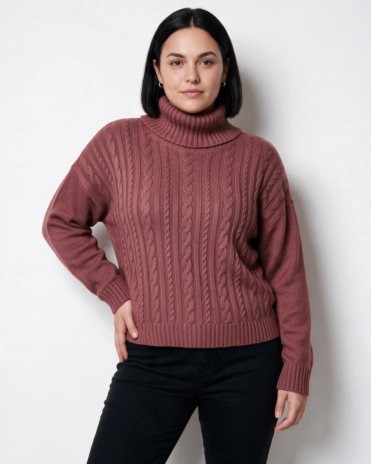 Loovay Rosavienne Kabelgebreide Coltrui, Oversized Pasvorm
