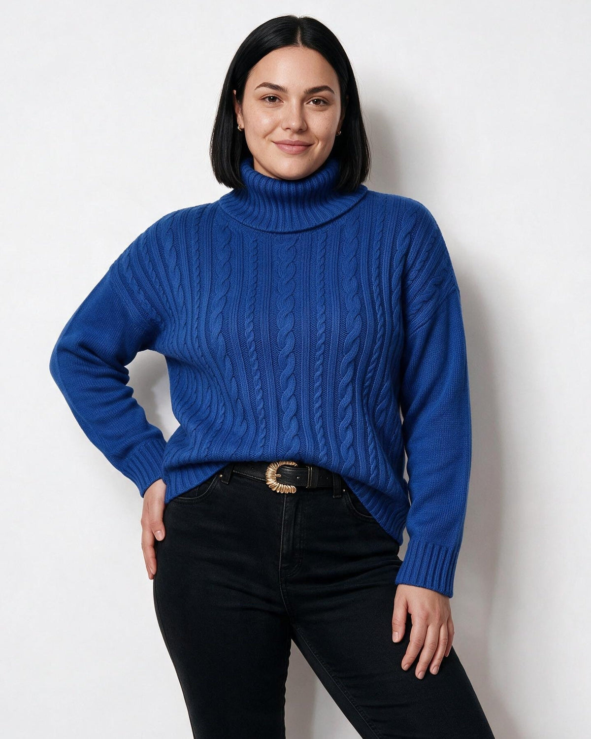 Loovay Rosavienne Kabelgebreide Coltrui, Oversized Pasvorm