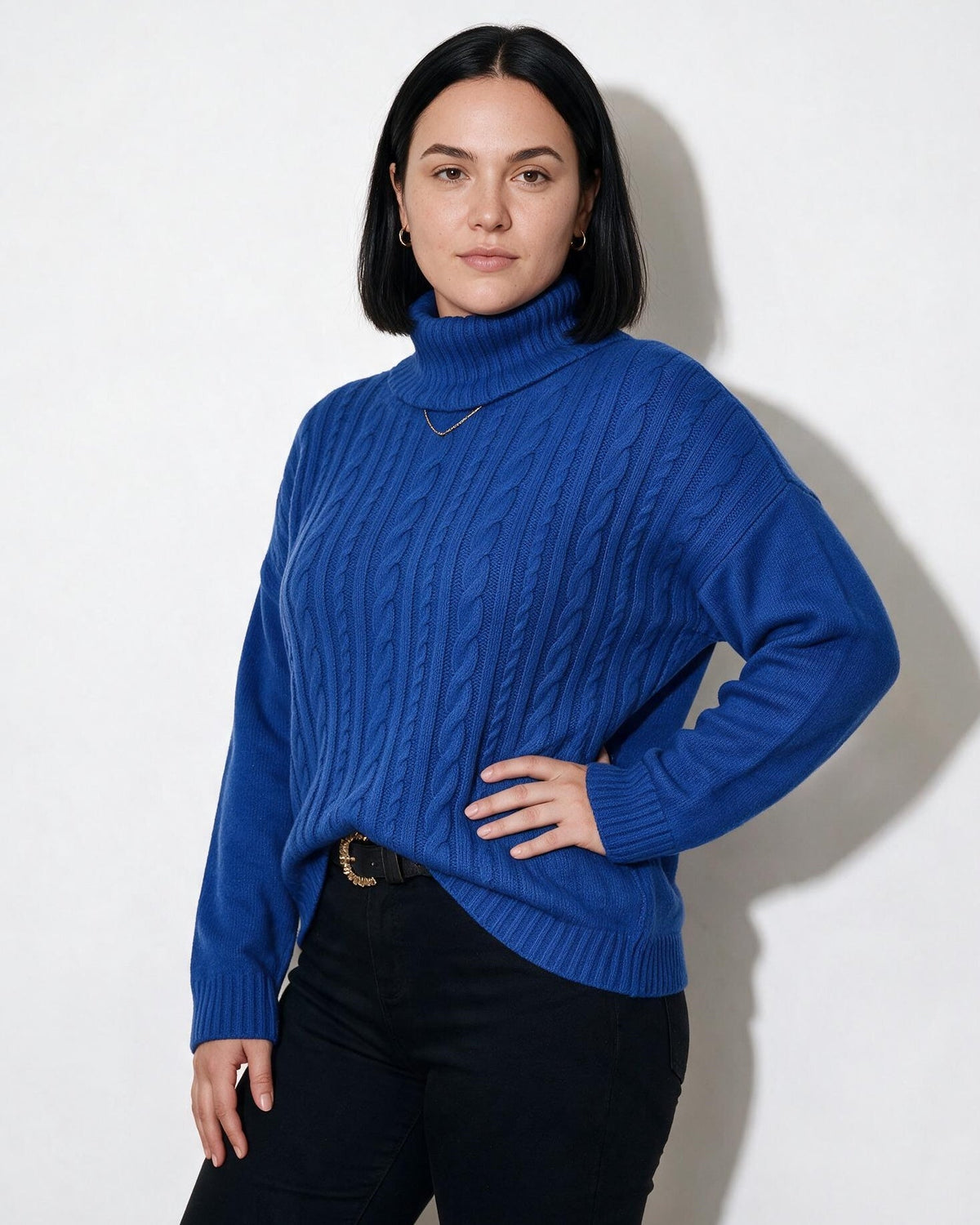 Loovay Rosavienne Kabelgebreide Coltrui, Oversized Pasvorm