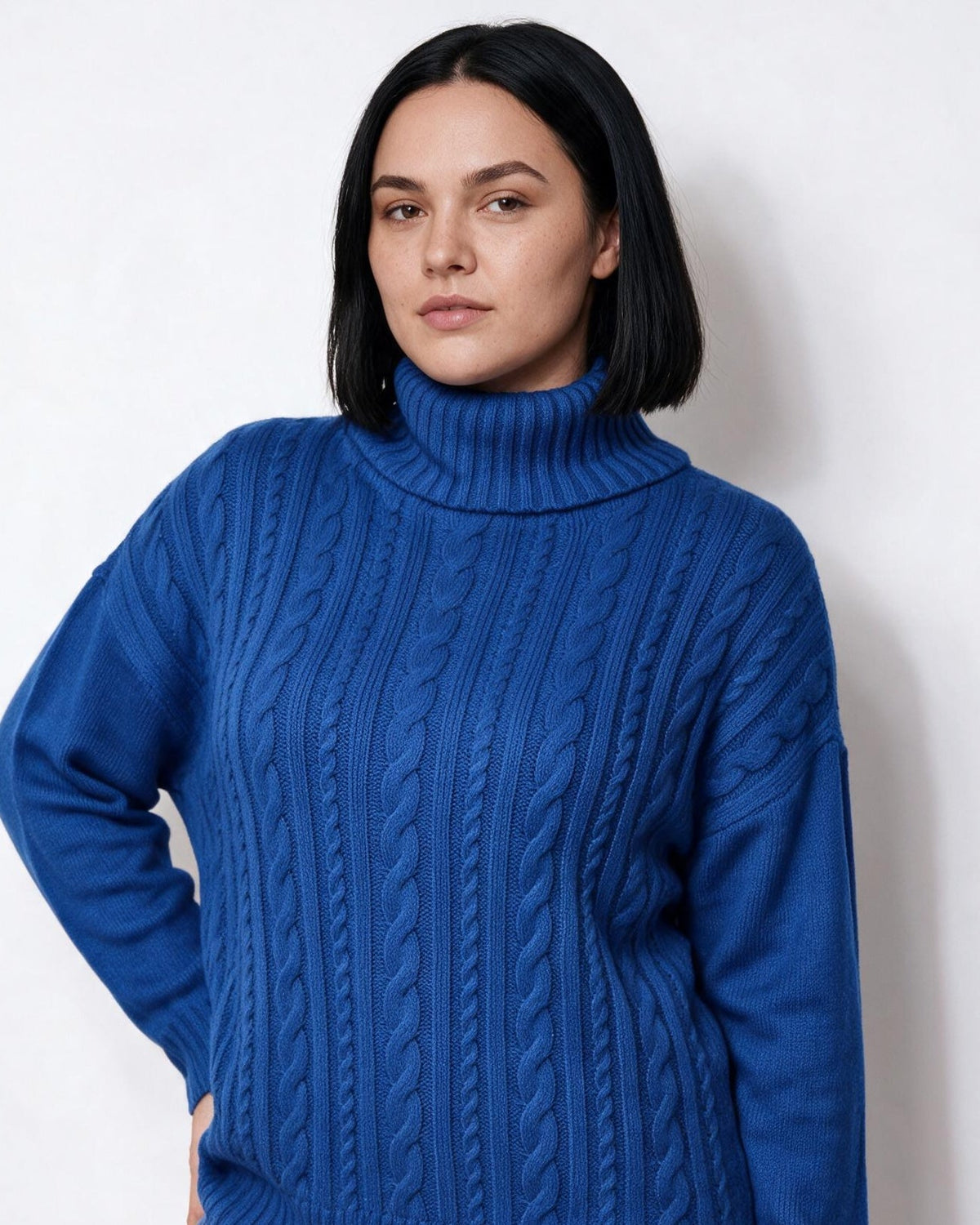 Loovay Rosavienne Kabelgebreide Coltrui, Oversized Pasvorm