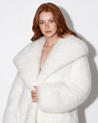 Loovay Isabeau Cropped Imitatiebont Jas met Grote Kraag