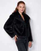Loovay Odette Imitatiebont Jas met Oversized Sjaalkraag