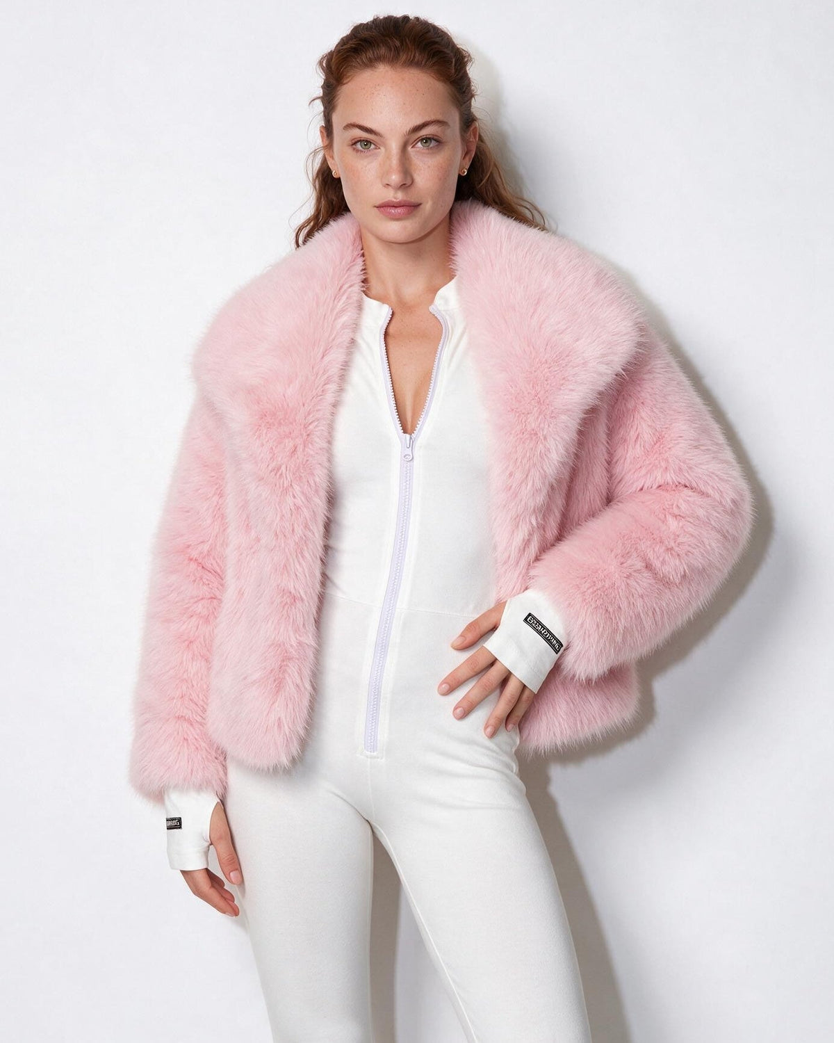 Loovay Odette Imitatiebont Jas met Oversized Sjaalkraag