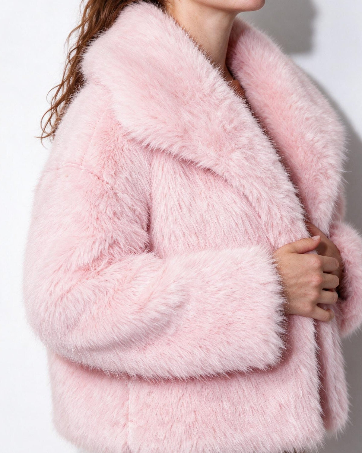 Loovay Odette Imitatiebont Jas met Oversized Sjaalkraag