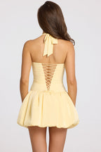 Loovay Ludmila Halter Mini Jurk met Ballonzoom