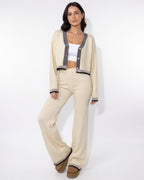 Loovay Veloura Gebreide Set met Vest en Wijde Broek