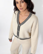 Loovay Veloura Gebreide Set met Vest en Wijde Broek