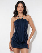 Loovay Malvienne Halter Mini-jurk met Kralendetails