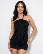 Loovay Malvienne Halter Mini-jurk met Kralendetails
