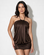 Loovay Malvienne Halter Mini-jurk met Kralendetails