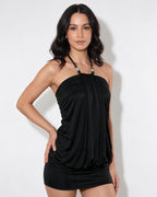 Loovay Malvienne Halter Mini-jurk met Kralendetails