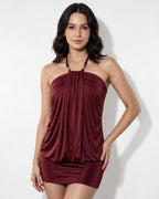 Loovay Malvienne Halter Mini-jurk met Kralendetails